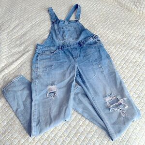 America today “Nate” Straight distressed denim overalls
